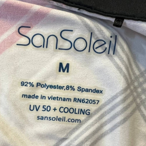 Sansoleil Solcool Plaid Print 1/2 Zip Mesh Top Size M - Picture 6 of 9